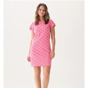 Capelton Road Coral Fans Crew Neck T-Shirt Dress Beach Resort Womens Size Medium